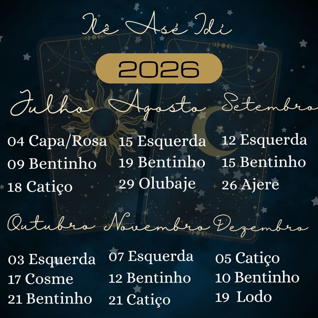 Agenda 2026 do Ilê Asé Idí